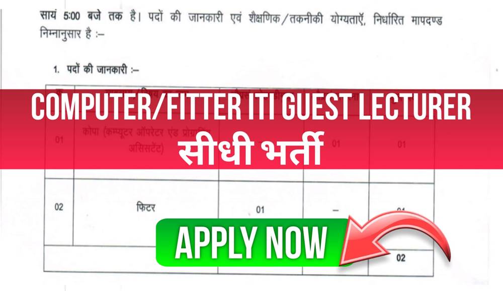 Bastar ITI Guest lecturer Direct Posting 2024