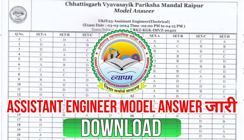 Chhattisgarh Professional Examination Board Releases Model Answer for EBJE 2023 Recruitment Exam