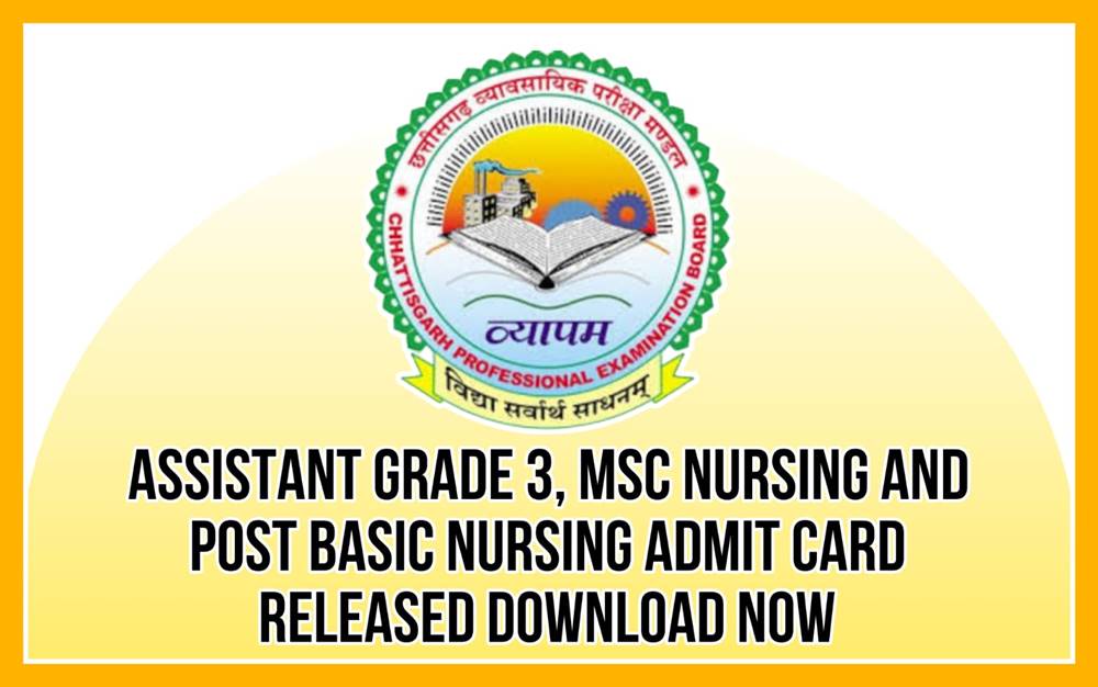 Assistant Grade 3 MSc Nursing and Post Basic Nursing Admit Card Released